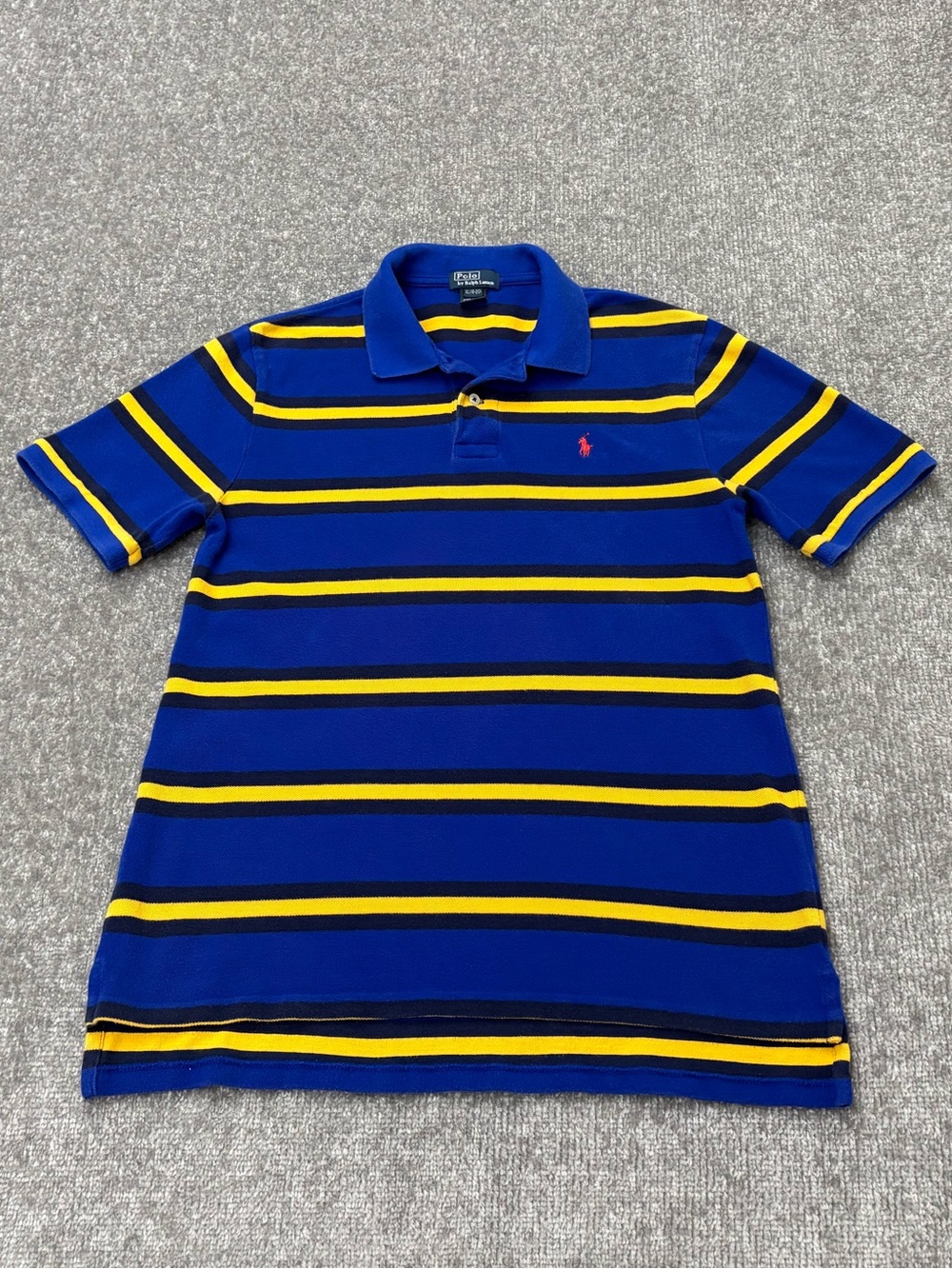 Polo Ralph Lauren Boys Size XL (18-20) Short Sleeve Blue & Yellow Striped Polo